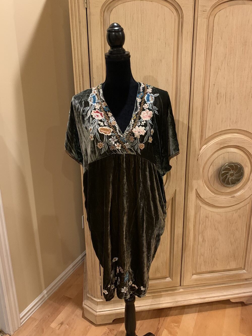 Johnny Was Serafina Silk-Blend Caftan Dress Women's L~NWT $275